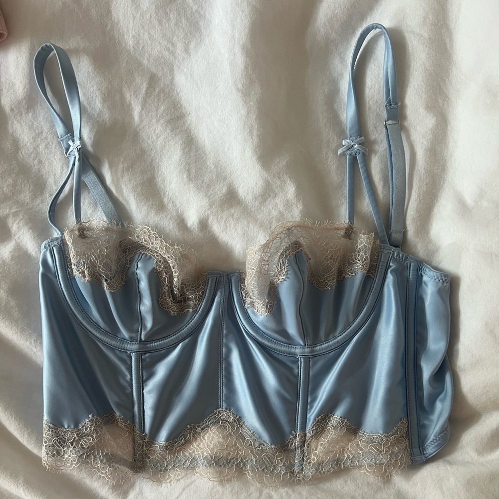 VICTORIA’s SECRET baby blue and lace corset